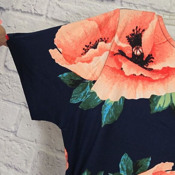 PINKBLUSH Maternity Poppy Floral Fitted Bodycon Midi Dress Jersey Knit Stretchy - Picture 3 of 10